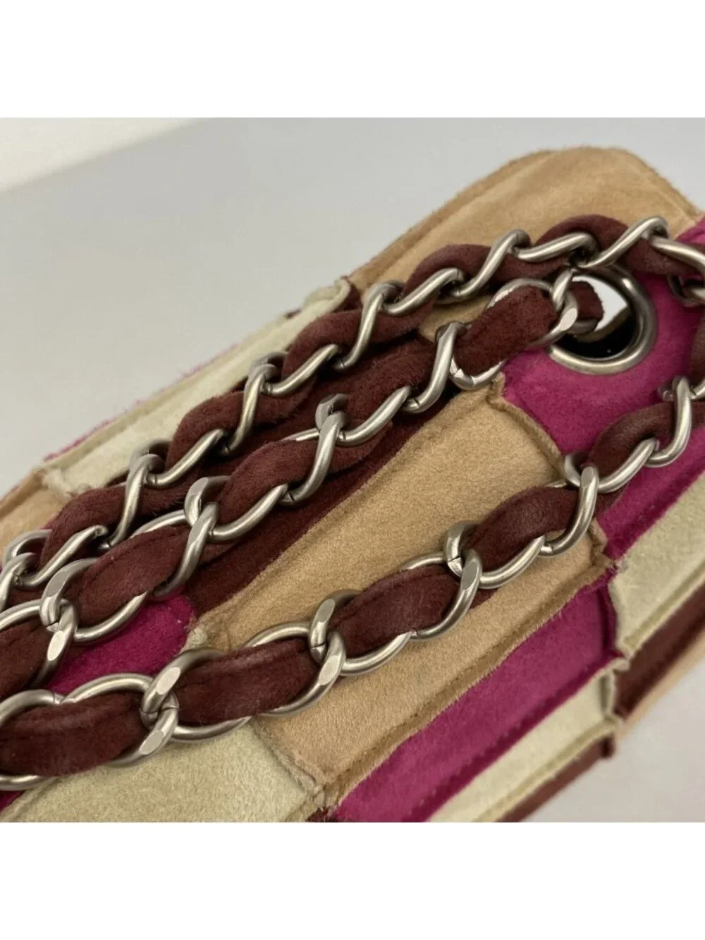 Chanel Shoulder Bag 2.55 Suede Multicolor Silver